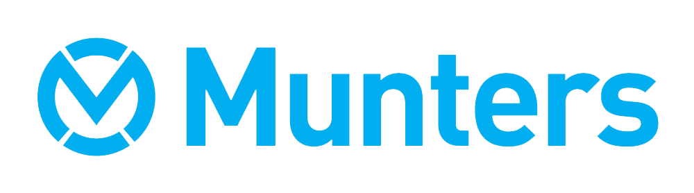 Munters blue logo on black background