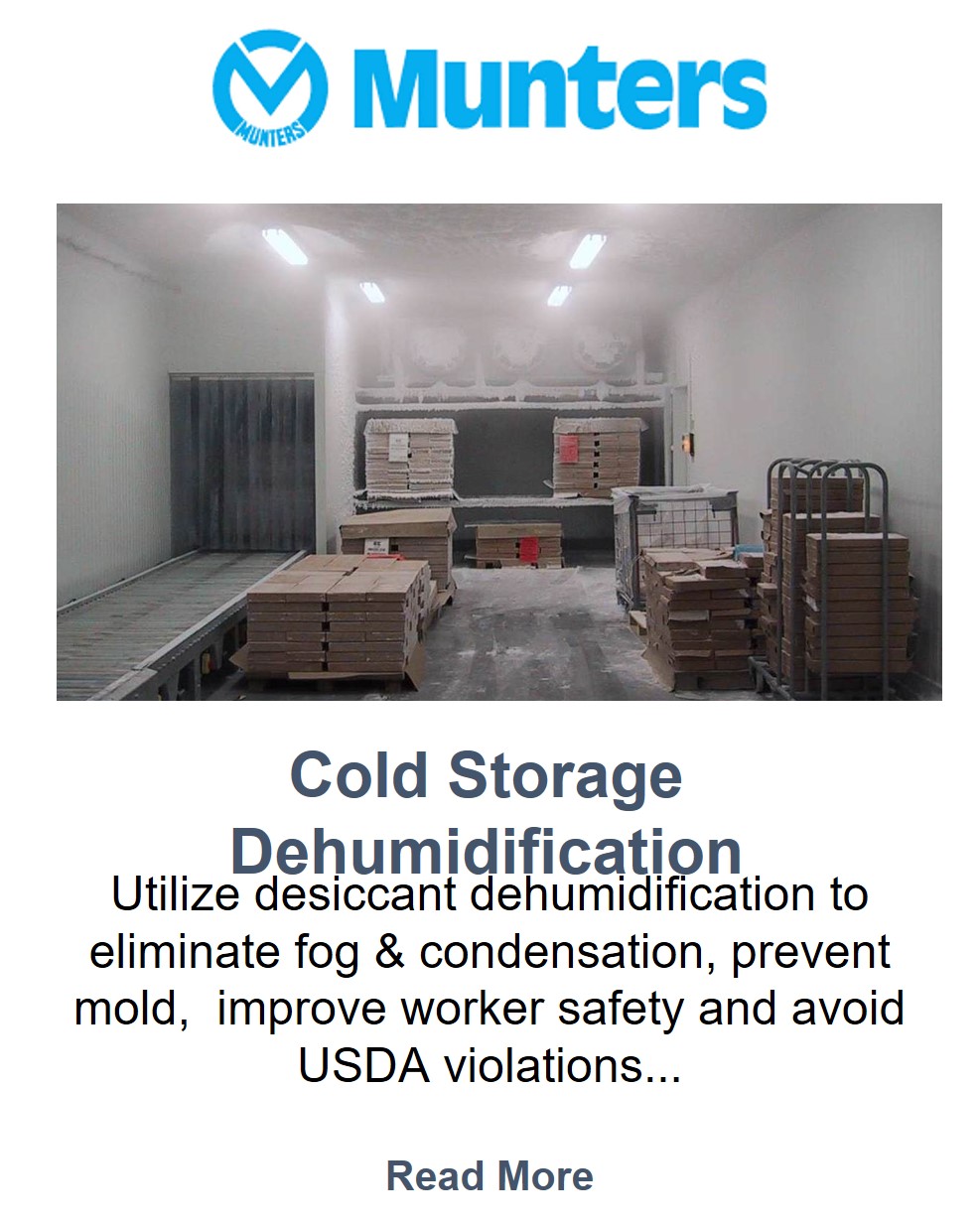 Munters cold storage dehumidification room